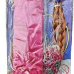 Doornroosje roze prinsessenjurk - verkleedjurk + Kroon + Toverstaf + Roze Prinsessenhandschoenen