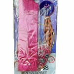 Doornroosje roze prinsessenjurk - verkleedjurk + Kroon + Toverstaf + Roze Prinsessenhandschoenen