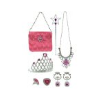 Doornroosje roze prinsessenjurk - verkleedjurk + Kroon + Toverstaf + Roze Prinsessenhandschoenen