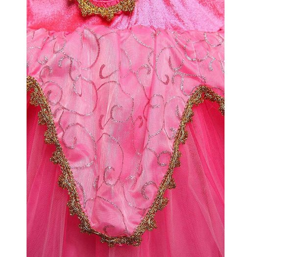 Doornroosje roze prinsessenjurk - verkleedjurk + Kroon + Toverstaf + Roze Prinsessenhandschoenen - Afbeelding 20
