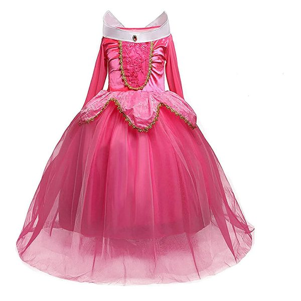 Doornroosje roze prinsessenjurk - verkleedjurk + Kroon + Toverstaf + Roze Prinsessenhandschoenen - Afbeelding 16
