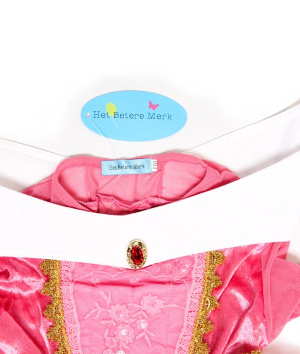 Doornroosje roze prinsessenjurk - verkleedjurk + Kroon + Toverstaf + Roze Prinsessenhandschoenen - Afbeelding 17