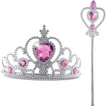 Prinsessen speelgoed-tiara-toverstaf-lange roze handschoenen