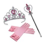Prinsessen speelgoed-tiara-toverstaf-lange roze handschoenen