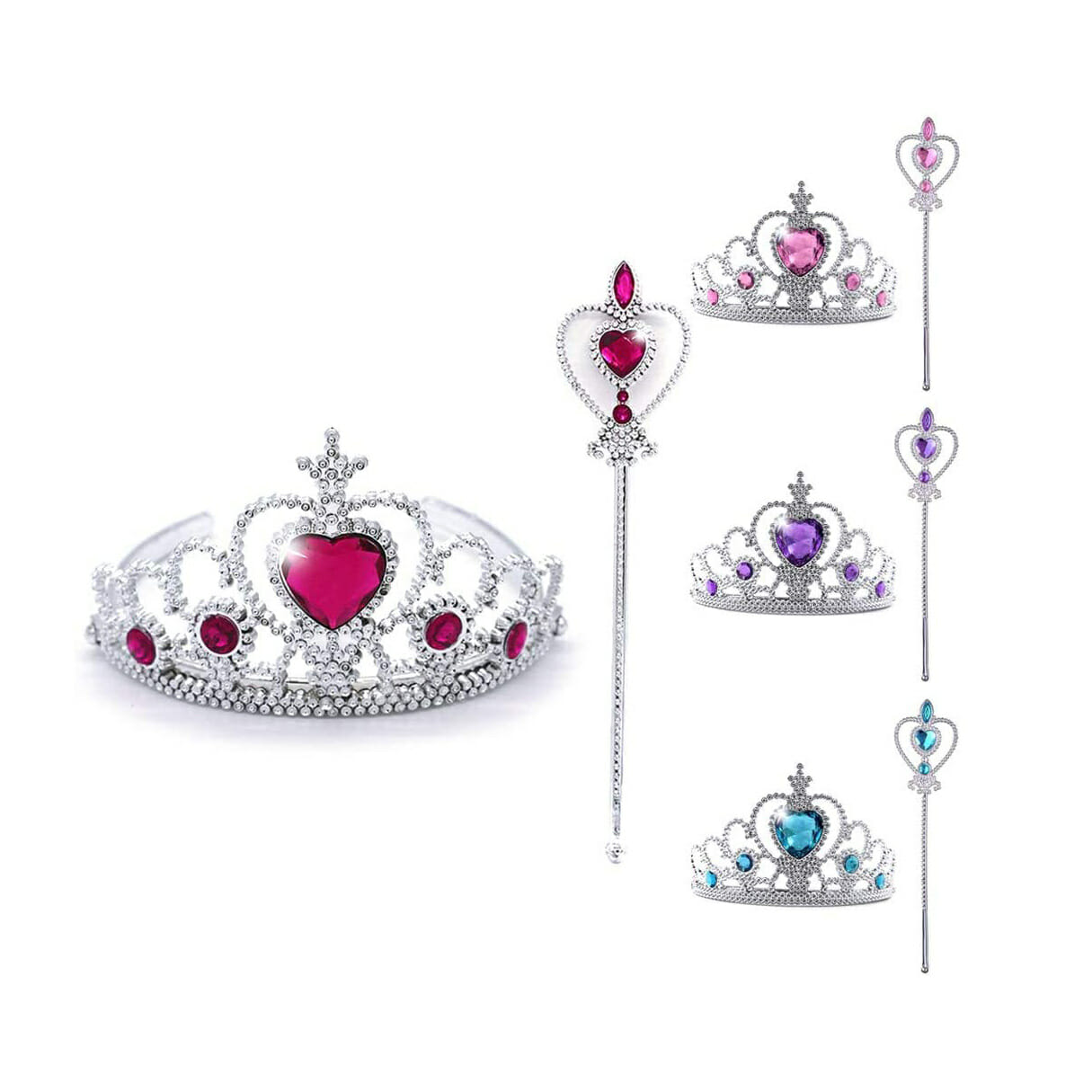 Prinsessen speelgoed-tiara-toverstaf-lange roze handschoenen - Afbeelding 5