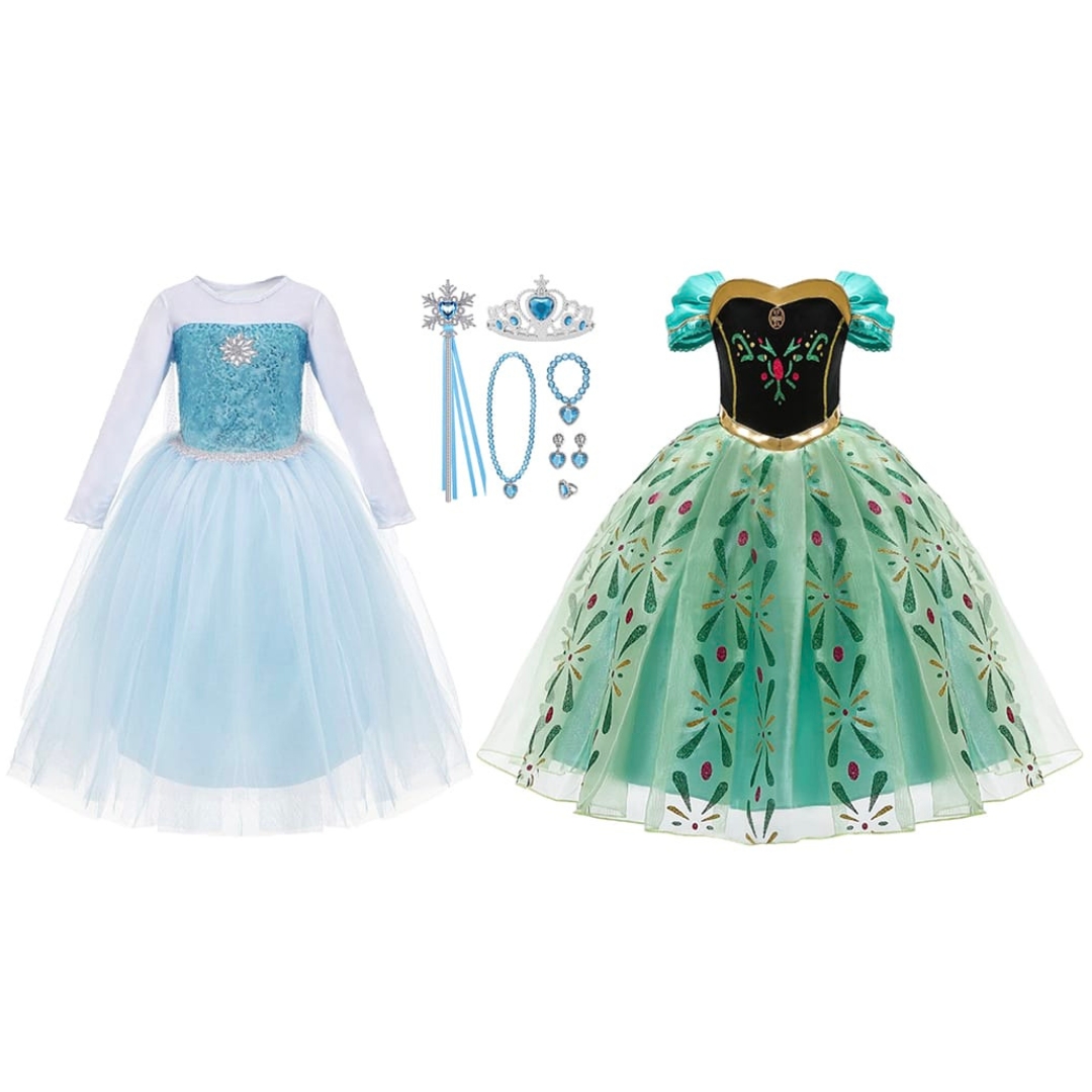 Frozen Elsa + Anna prinsessenjurk + Accessoires