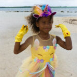 Eenhoorn prinsessenjurk geel met accessoires v2