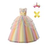 Unicorn Jurk - Eenhoorn Jurk Geel + accessoires