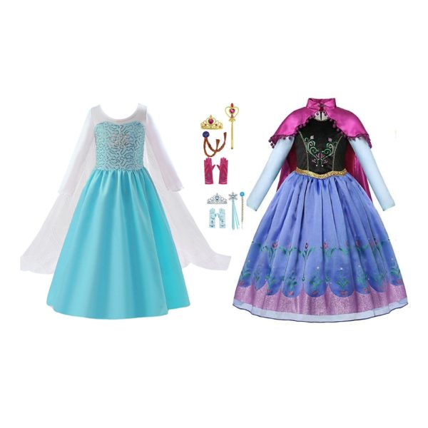 Frozen Elsa + Anna jurk + 2 x accessoireset
