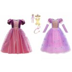 2x Rapunzel prinsessenjurk + accessoires - Voordeelpakket