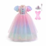 Roze prinsessenjurk – Regenboog + Accessoires