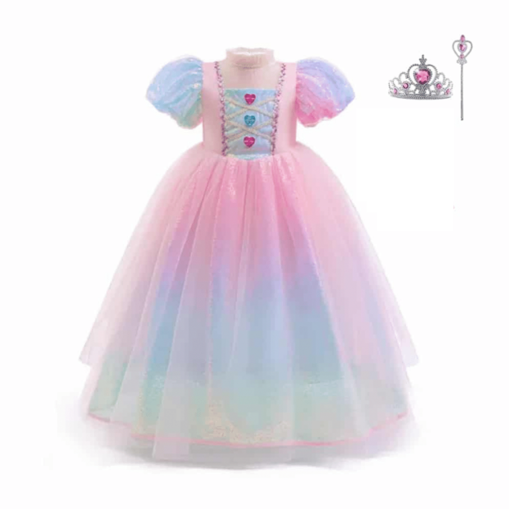 ZaisuiFun Prinsessenjurk voor meisjes, Anna-kostuum, jurk met mantel en accessoires, pruik voor carnaval, verjaardag, party, 98-104 (etiket 100