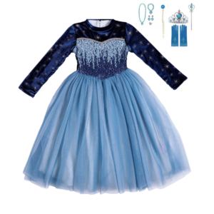 Prinsessenjurk Elsa blauw met accessoires