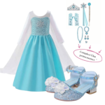 Compleet Frozen Elsa pakket - jurk + prinsessenschoenen + accessoires