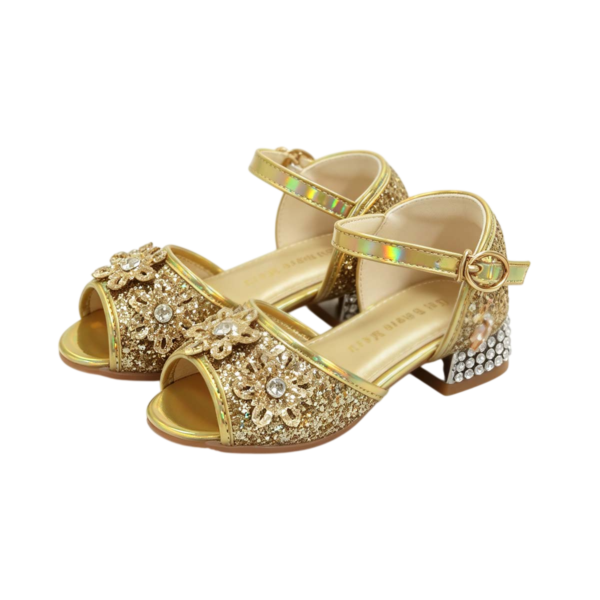 Prinsessenschoenen Livia met hakjes goud