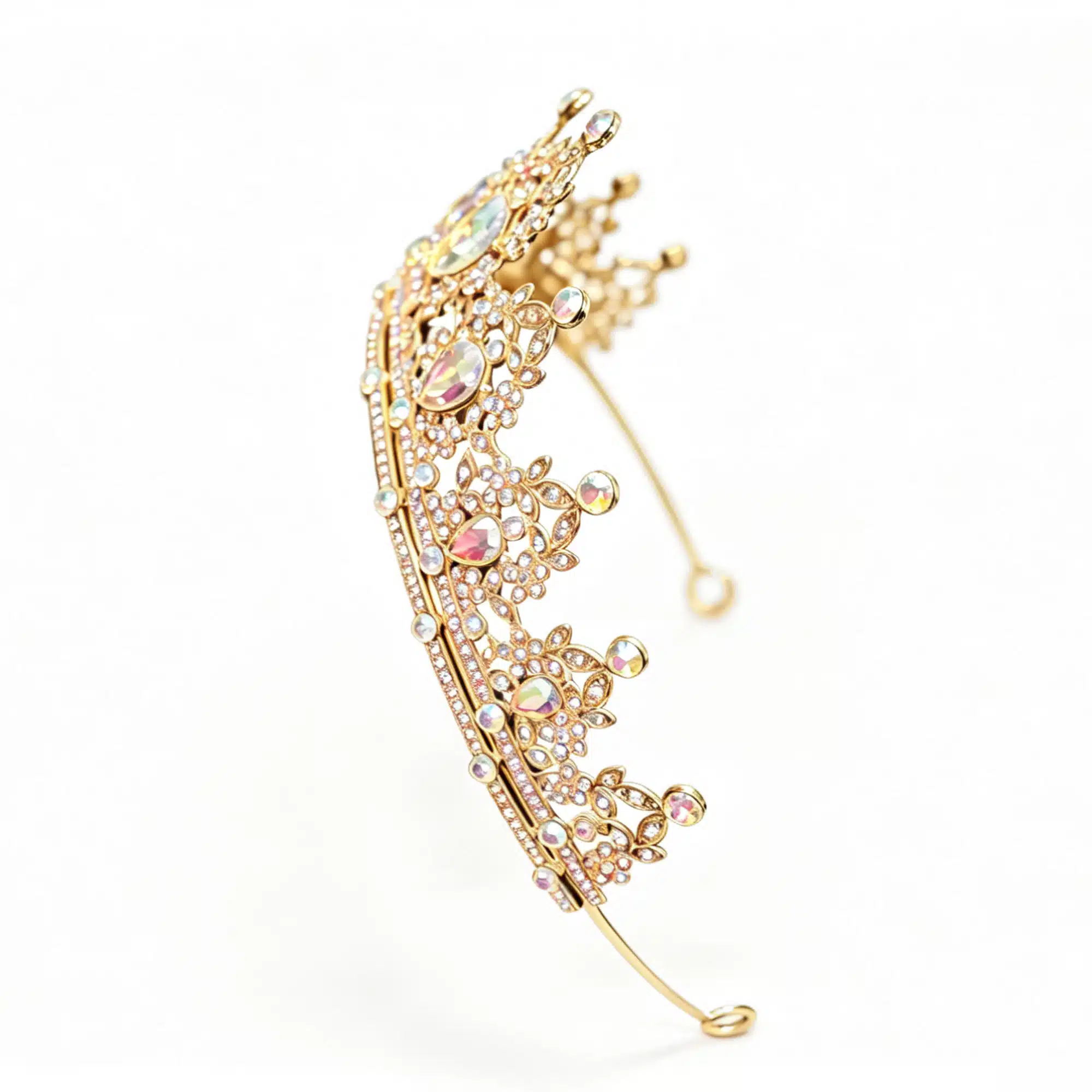 Tiara – Kroon – Snowflake – Isadora – Goud - Afbeelding 2