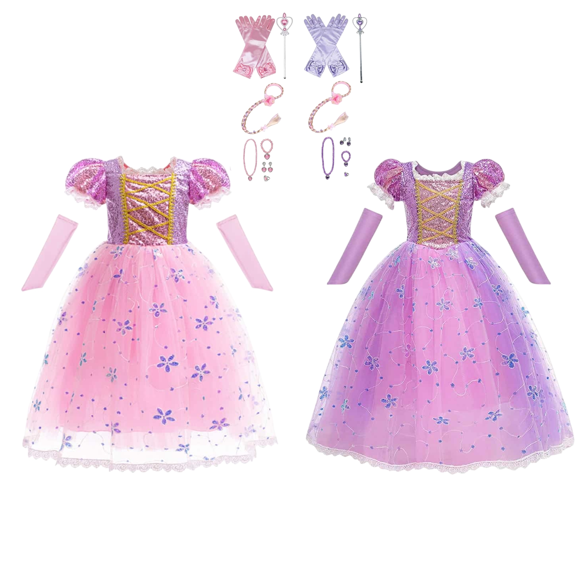 2 Rapunzel prinsessenjurken
